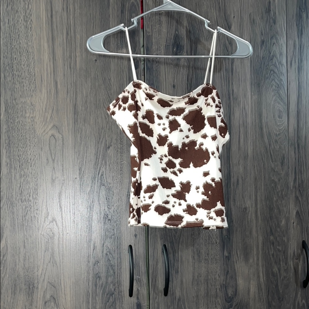 Faded Rose Cow Print Tank Top Size Large